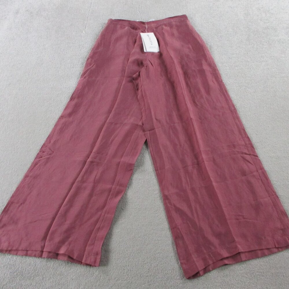 NWT Athleta Calm Cool Pants Med Tawny Rose Sleep Satin Silk Loungewear Wide Leg - Picture 2 of 14